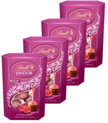 Lindt 4 db-os szett Lindt Lindor málna praliné csokoládé 200g (5903815565267)