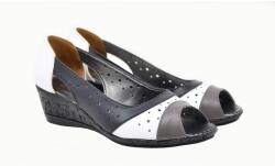 Ciucaleti Marimea 40 Pantofi dama decupati din piele naturala Alb Negru Gri S104NAN