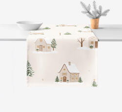 Goldea napron de masă de crăciun 100% bumbac - sat înzăpezit 20x120 cm Fata de masa