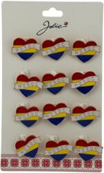 Flippy Set 12 Brose Martisor Primavara, Jolie, Model Inima Tricolor, cu Mesaj Noroc (TEO-128287)