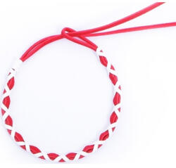 Flippy Bratara Martisor din Catifea Impletita, Model Alb-Rosu, Reglabila (teo-08810)