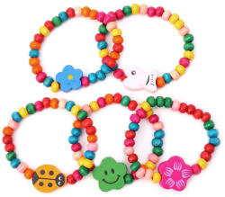 Flippy Bratara Curcubeu Elastica, Bile si Pandantive din Lemn Colorate, Modele pentru Copii (teo-124958)