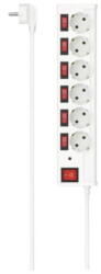 Hama Power Strip, 6-Way, Overvoltage Protection, Individually Switchable, 1.4 m (00223157)