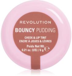 Revolution Bouncy Pudding Lip & Cheek multifunkcionális smink ajkakra és arcra árnyalat Hazy Nude 6 g