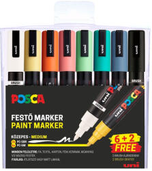 uni Dekormarker 1, 8-2, 5mm, Uni Posca PC-5M 6+2db-os készlet (2UPC5M6PC5BR2) - web24
