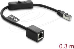 Delock Cablu RJ45 Delock, priză cu dop, cu comutator, Cat. 6 F/UTP, 0, 3 m, negru