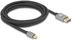 Delock Cablu Delock Mini DisplayPort - DisplayPort 8K 60 Hz, 3 m, gri metalizat, fără dispozitiv de blocare