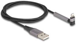 Delock Cablu de date și încărcare Delock USB tip A - Lightning pentru dispozitive iPhone, iPad și iPod, cu funcție de menținere a poziției îndoite, negru, lungime 1, 5 m, MFi