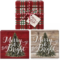 Malatec Karácsonyi díszdoboz és lapos ajándékdoboz szett tetővel, 3 db-os kompakt készlet 10x10x2 cm