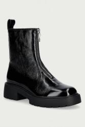 Calvin Klein botine cu toc pentru femei din piele CHUNKY ZIP BOOT SHINY LTH 9BY2-OBDZ2A_99X