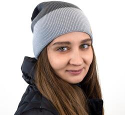 Bontis Căciulă de iarnă cu dungi și croială lejeră - Neagră / gri închis / gri deschis | uni (M558-1)