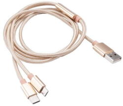 Akasa 2 in 1 USB 2.0 Kabel Typ A zu Micro-B und Typ C - 1m, gold (AK-CBUB42-12GL)