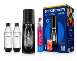 szódakészítő gép SodaStream Terra szénsavas vízhez fekete 2 palack 1L CO2 (SodaStream terra value pack z 2 butelkami 1L)