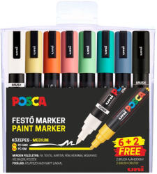 uni Dekormarker 1, 8-2, 5mm, Uni Posca PC-5M 6+2db-os készlet (2UPC5M6PC5BR2) - officefirst