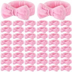  Rózsaszín, levehető masnis (fleece) kozmetikai fejpánt, 1 db (LKOI2603234)