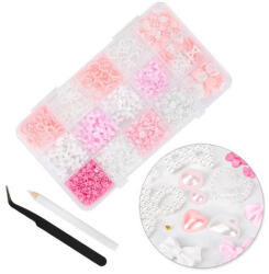  Nail Art Box 3D DIY körömdíszítő formák masni szív gyöngyök BKHZ-001