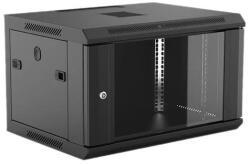 Xtech 6U fali rack szekrény 600x450 mm, fekete, hegesztett