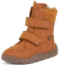 Froddo dětské zimní barefoot boty ZERU TEX WINTER Cognac G3160240-2 | kotníková dětská obuv na suchý zip | kožená obuv s membránou a flexibilní podrážkou - 28