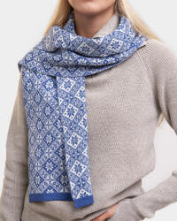  Eșarfă din lână Merino Miia, Denim Blue - White