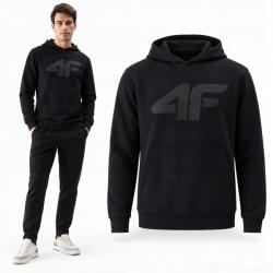 4F Férfi pulóver 4F fekete kapucnis kenguru pamut hosszú ujjú L (4FWSS25TSWSM2367)
