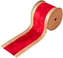 Valex Decor Piros bársony szalag csillogó szélekkel, drótos szegéllyel 100mm x 5m (FM100-40)