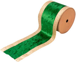 Valex Decor Sötétzöld bársony szalag csillogó szélekkel, drótos szegéllyel 100mm x 5m (FM100-62)