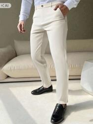 Shein Bézs Elegáns Egyenes Szárú Férfi Nadrág W33 1