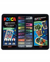 uni 20 db-os Posca filctoll készlet fém dobozban PC-5M/3M/1M (213442)