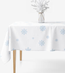 Goldea față de masă de crăciun 100% bumbac - fulgi albaștri pe alb 120 x 160 cm Fata de masa