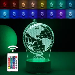 Flippy Lampa LED decorativa, Flippy, 3D, Globul Pamantesc, doua moduri de alimentare USB si baterii, 20 cm inaltime, din material acril si lumina multicolora, alb (teo-124600)