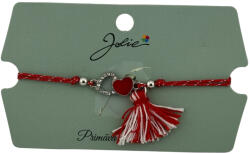 Flippy Martisor Bratara Ciucure, Jolie, Snur Rosu Reglabil, Model Doua Inimi, Argintiu-Rosu (teo-165210)