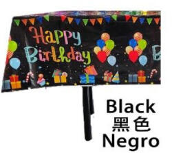 Flippy Fata de Masa, Flippy, din Folie, Imprimeu Happy Birthday cu Baloane, 137 x 274 cm, Negru (teo-130100) Fata de masa