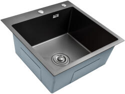 BÖHM HOME Chiuveta bucatarie BoHM BH5050BA, inox alimentar SUS304, 500 x 500 x 220 mm, finisaj Negru, sifon inclus (ETF-18432) Chiuveta