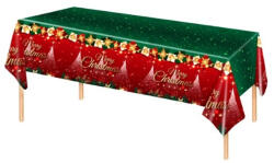 Flippy Fata de Masa Festiva, Flippy, Dreptunghiulara, Imprimeu Merry Christmas, Tema Craciun, Rezistenta la Apa, din PVC, 137 x 274 cm, Rosu Verde (teo-132640) Fata de masa