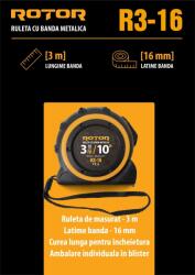 ROTOR Ruleta 3m x 16mm ROTOR R3-16, Curea de mana, Auto-blocare (ETF-17357)