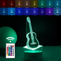 Flippy Lampa LED decorativa, Flippy, 3D, Chitara, din material acril si lumina multicolora, alb (teo-124585)