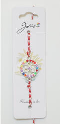Flippy Martisor Bratara Snur Alb-Rosu, Jolie, Pandantiv Metalic, Model Floare Colorata (teo-134897)