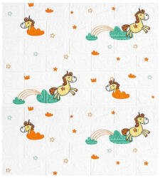 Flippy Set 10 Placi Tapet 3D, Flippy, 70 x 77 cm, Grosime 3 mm, din Polietilena, Tip Caramida, Model Unicorni, Suprafata acoperita 5.3 mp, Alb (teo-128816)