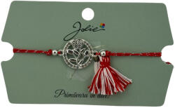 Flippy Martisor Bratara Ciucure, Jolie, Snur Rosu Reglabil, Model Trandafir, Argintie (teo-165208)