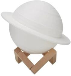 Flippy Lampa de Veghe, Flippy, Model Planeta Saturn, 3D, Lumina Alb Cald, Suport din Plastic, cu Baterii, 13 cm, Alb (teo-123056)