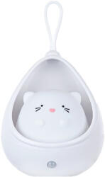 Flippy Lampa de Veghe, Flippy, Portabila, cu 2 Moduri de Functionare, Silicon Non-Toxic, Reincarcabila USB, Senzor Miscare, Model Pisica, Alb (teo-129775)