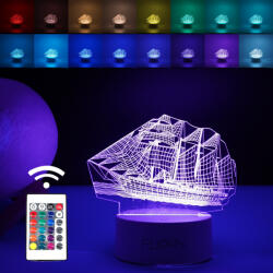Flippy Lampa LED decorativa, Flippy, 3D, Vapor, cu telecomanda, doua moduri de alimentare USB si baterii, 20 cm inaltime, din material acril si lumina multicolora, alb (teo-124584)