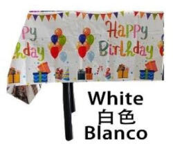 Flippy Fata de Masa, Flippy, din Folie, Imprimeu Happy Birthday cu Baloane, 137 x 183 cm, Alb (teo-132179) Fata de masa