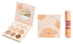 Flippy Set de Machiaj, KevinCoco, Paleta de Farduri pentru Pleoape si Lipgloss, 10.2x10.2x1.5cm, Model Teddy, Multicolor (teo-166488)