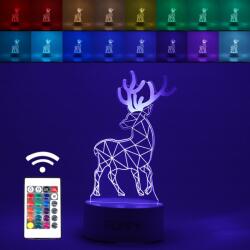 Flippy Lampa LED decorativa, Flippy, 3D, Cerb, cu telecomanda, doua moduri de alimentare USB si baterii, 20 cm inaltime, din material acril si lumina multicolora, alb (teo-124586)