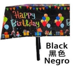 Flippy Fata de Masa, Flippy, din Folie, Imprimeu Happy Birthday cu Baloane, 137 x 183 cm, Negru (teo-132180) Fata de masa