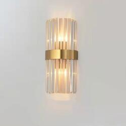 Flippy Lampa de Perete in Interior, Flippy, Lampa de Lux pentru Decor de Interior, Corp de Iluminat Tip aplica, din Inox Auriu si Cristal, Lumina Calda Rece Neutra, 35 x 18 cm, Ideal pentru Camere Mici si Me