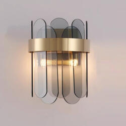 Flippy Lampa de Perete in Interior, Flippy, Lampa de Lux pentru Decor de Interior, Corp de Iluminat Tip aplica, din Inox Auriu si Cristal, Lumina Calda Rece Neutra, 25 x 20 cm, Ideal pentru Camere Mici si Me