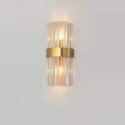 DEPOZIT LICHIDARE STOC Lampa de Perete in Interior, Flippy, Lampa de Lux pentru Decor de Interior, Corp de Iluminat Tip aplica, din Inox Auriu si Cristal, Lumina Calda Rece Neutra, 30 x 14 cm, Ideal pentr (te