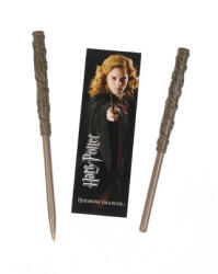 CurePink Golyóstoll Harry Potter: Hermione varázspálca könyvjelzővel (hossz 16 cm)